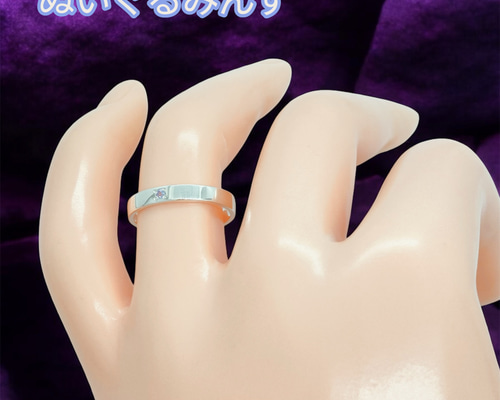 1粒タンザナイトの平打ちシルバー刻印リング 指輪・リング