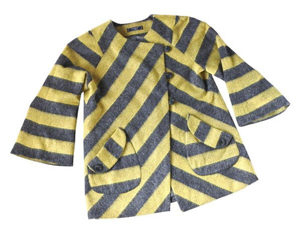 ジャケット　ノーカラー　パラレルライン　イエロー