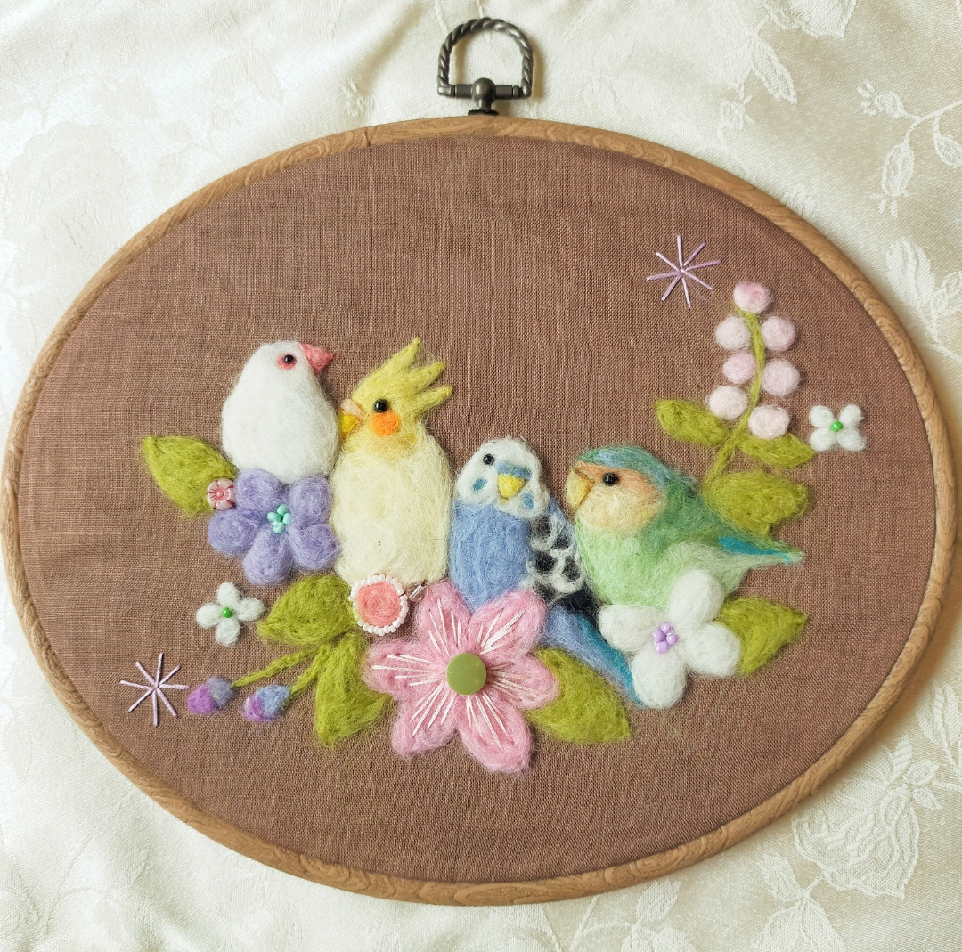 （※大サイズ）小鳥たちの壁掛け