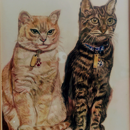 見本品になります↑ 色鉛筆画オーダーA4サイズ 額付き イラスト 豆柴