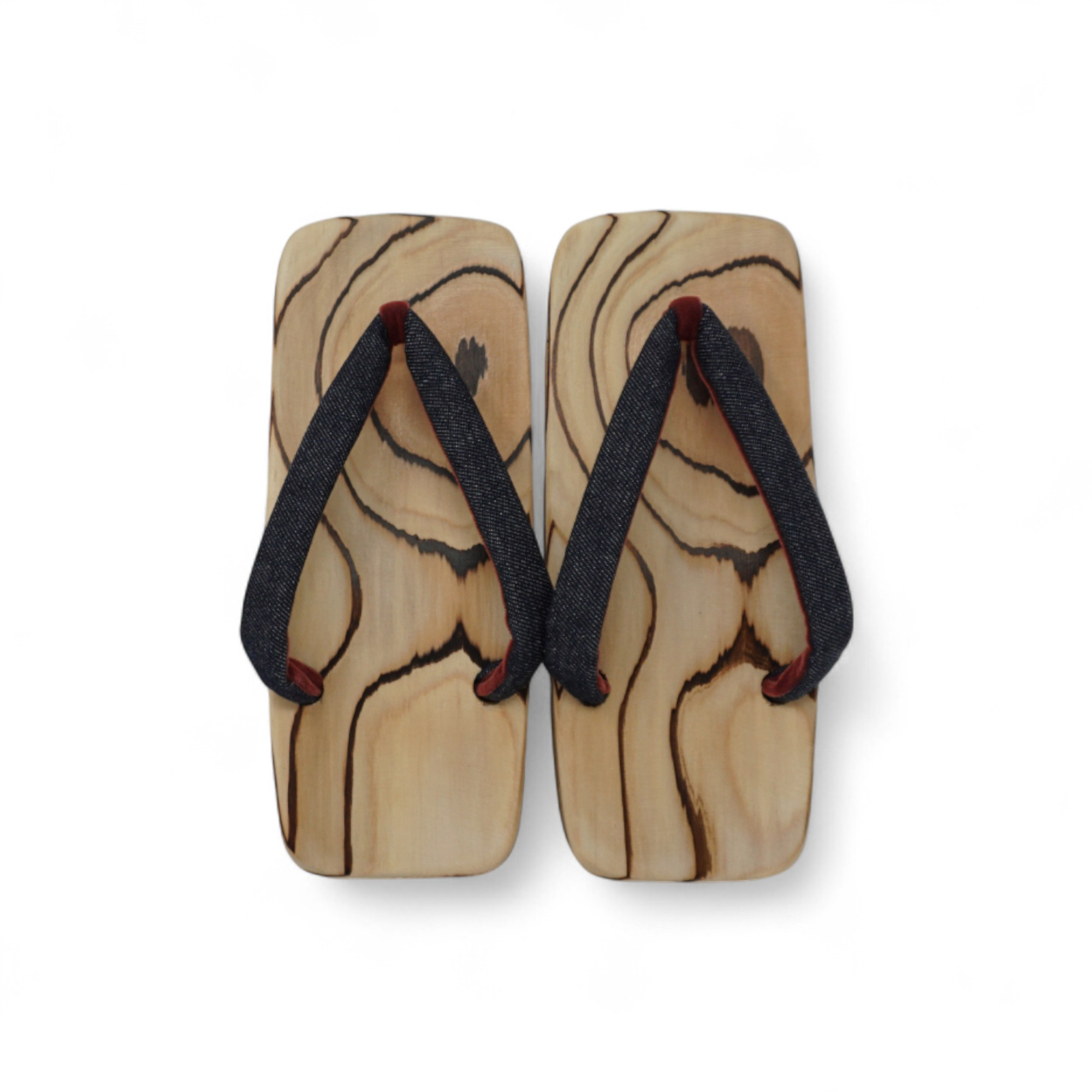 男性 下駄 日田杉焼 右近下駄　茶綿デニム本天裏鼻緒