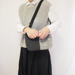 グレイッシュカラーブレンド×ベロアのがまぐちショルダーバッグ｜軽量バッグ｜おしゃれ｜一点もの 8枚目の画像