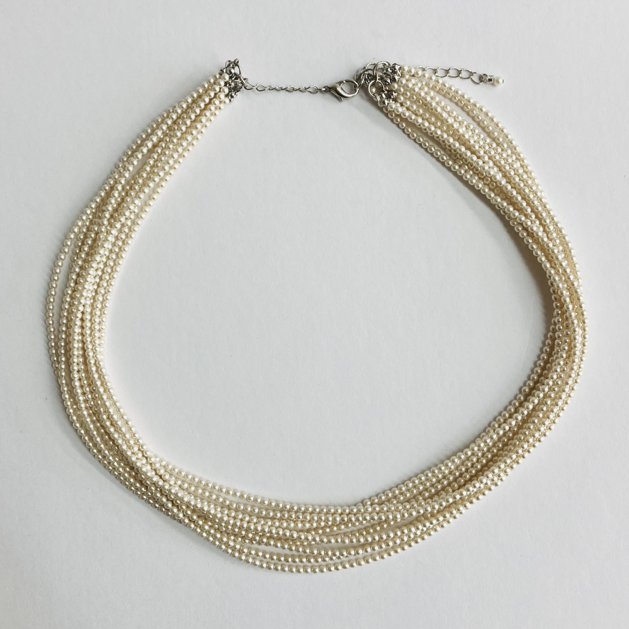 樹脂ベビーパール10連ミディアムネックレス/約50cm/ホワイトベージュ/R/made in japan