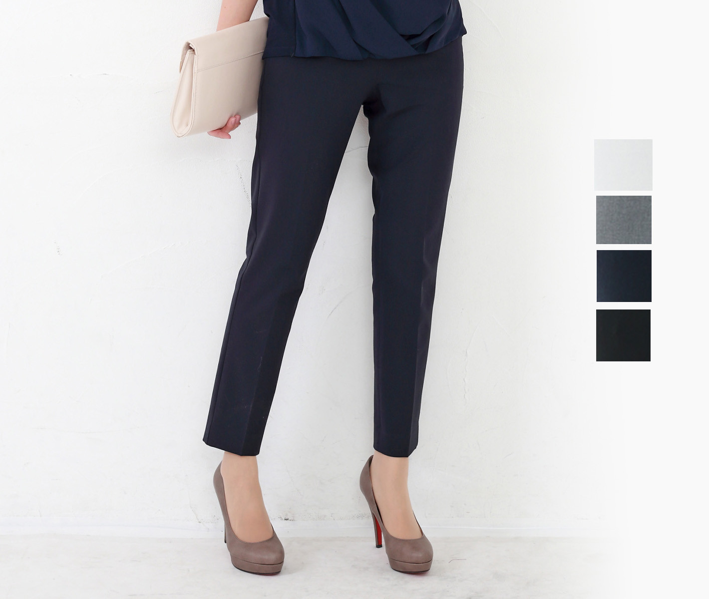 卒業式 入学式 フォーマル 【尾州産モナルーチェ】きれいめスティックパンツ 6,986円