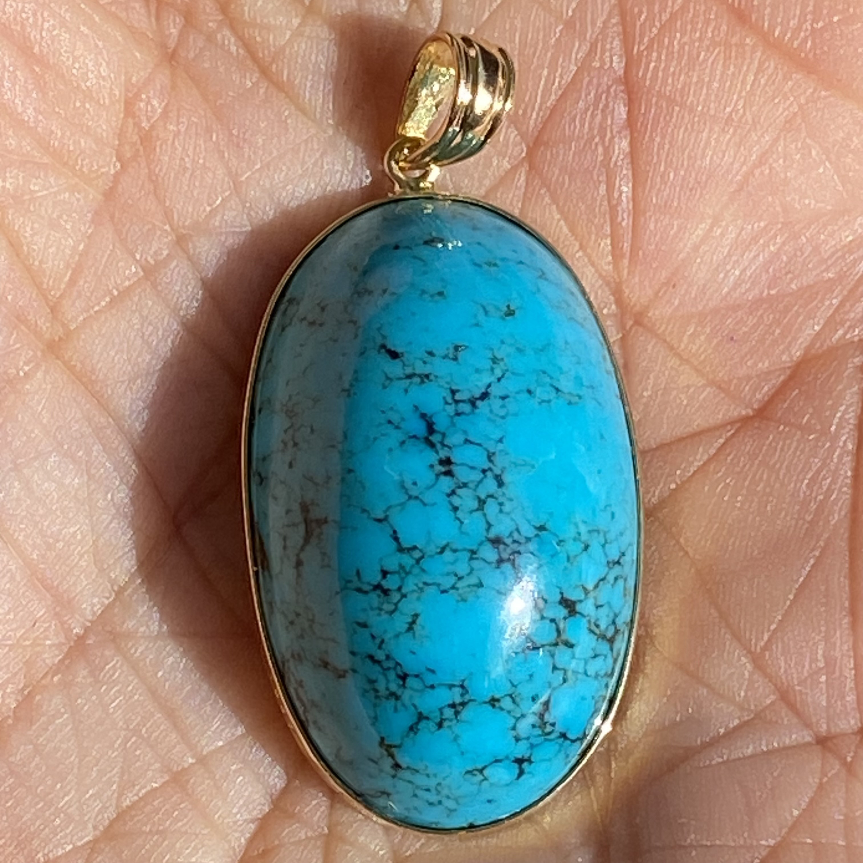 ネバダ州 ブルーリッジ鉱山産 トルコ石（ターコイズ） K18YGペンダントヘッド
