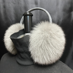 ミンクイヤーマフ バックアームタイプ ブルーアイリス(濃いグレー