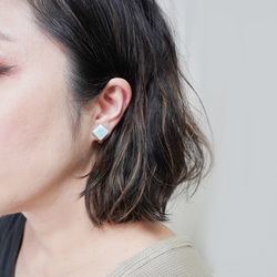 T-267 美濃燒 | 原始磁磚耳環/耳環 [真皮飾面] 第5張的照片