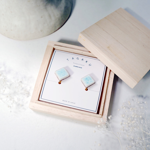 T-267 美濃燒 | 原始磁磚耳環/耳環 [真皮飾面] 第4張的照片