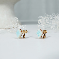 T-267 美濃燒 | 原始磁磚耳環/耳環 [真皮飾面] 第2張的照片