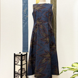 大島紬プリンセスラインワンピース 有明 着物リメイク ワンピース