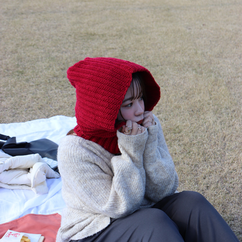 ハンドメイド　mohair ボンネット　ニット帽子　バラクラバ　フード　赤茶色 ハンドメイド mohair ボンネット ニット帽子 バラクラバ フード 赤茶色