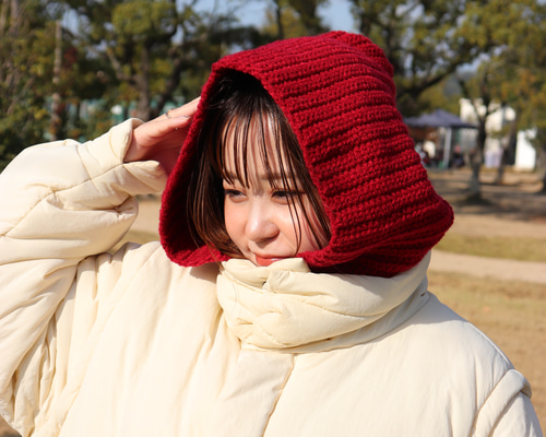 ハンドメイド　mohair ボンネット　ニット帽子　バラクラバ　フード　赤茶色 ハンドメイド mohair ボンネット ニット帽子 バラクラバ フード 赤茶色
