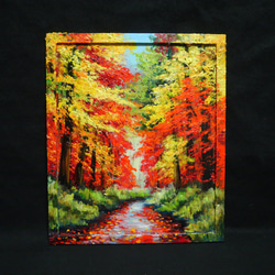 油絵 油彩 油彩画 絵 絵画【森の紫陽花の道】 絵画 HR 通販 17902418