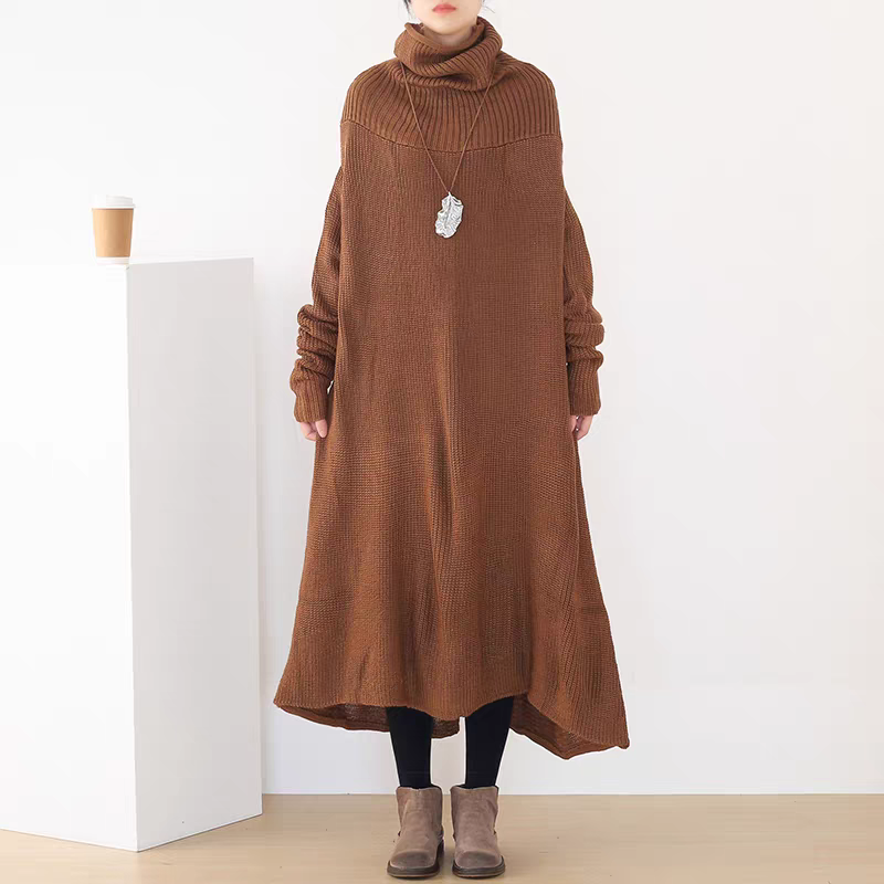 オフタイムに着用したいリラックスデザイン♪リブタートルネックワンピース