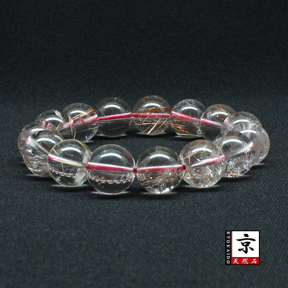 透明感MAXなレッドルチルクォーツ【約14mm ±0.5ブレス】一点物【 GHB120・62g】京海堂