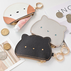 じつはポーチの アニマルバックチャーム 【 シュリンクレザー 】 シマエナガ 黒猫 白猫 HW52K 7枚目の画像