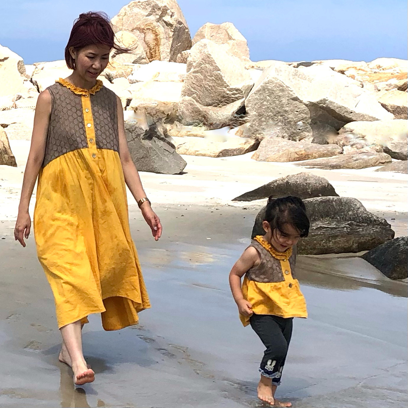 【親子セット】ピエロのドットノースリーブワンピース