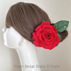 フラメンコ・ダンス髪飾りに♡ピーチオレンジの薔薇の髪飾り