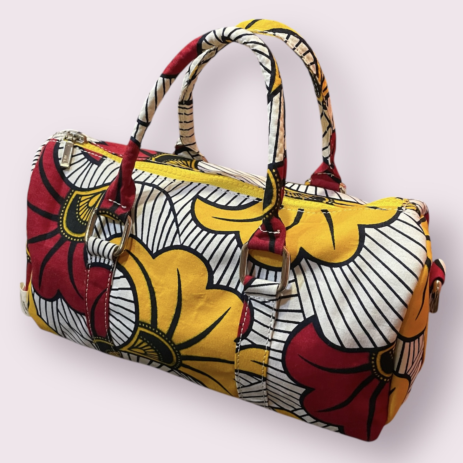 アフリカンファブリック　ミニボストンバッグ　ハンドメイド