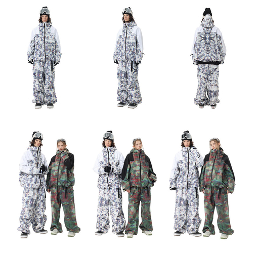 25-26秋冬限定 スノーボードウェア 迷彩 上下セット ジャケット パンツ