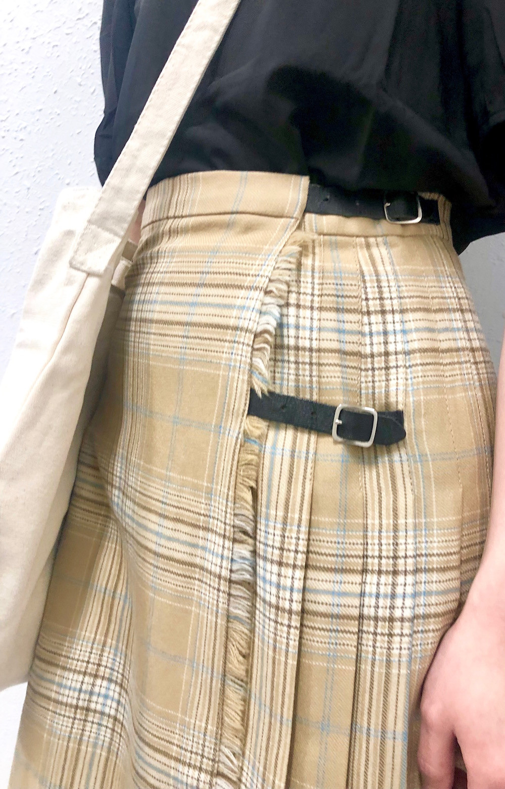 Beige Check Wrap M-Skirt　スカート　ベージュ