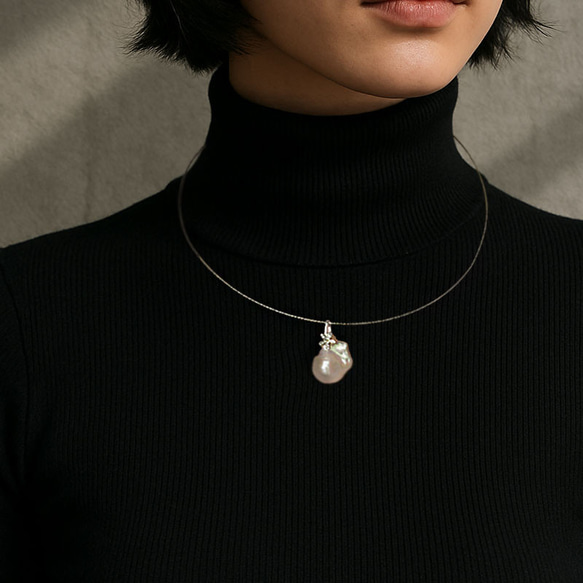 『7本限定』 両面で使える華奢チョーカー　大粒バロックパール　真珠　天然石　一点物　シルバー 925 送料無料 7枚目の画像