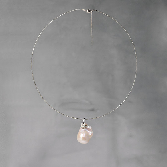 『7本限定』 両面で使える華奢チョーカー　大粒バロックパール　真珠　天然石　一点物　シルバー 925 送料無料 4枚目の画像