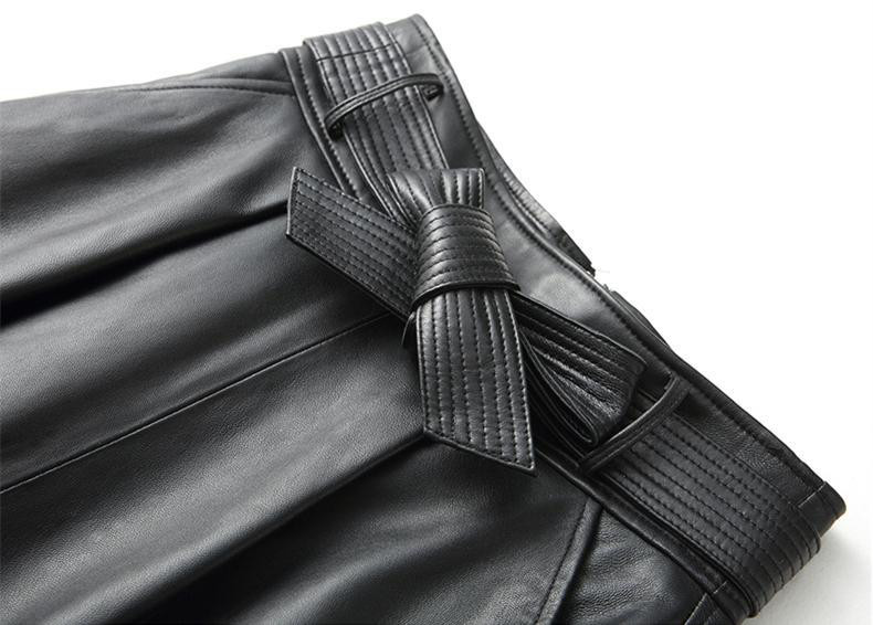 レディース高級 本革↑超ソフトなラムレザースカート黒☆ラムレザースカート