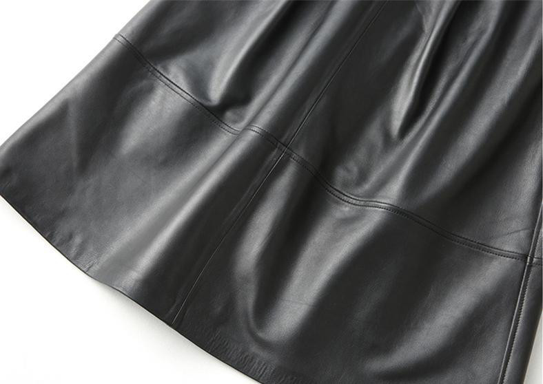 レディース高級 本革↑超ソフトなラムレザースカート黒☆ラムレザースカート