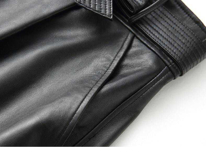 レディース高級 本革↑超ソフトなラムレザースカート黒☆ラムレザースカート