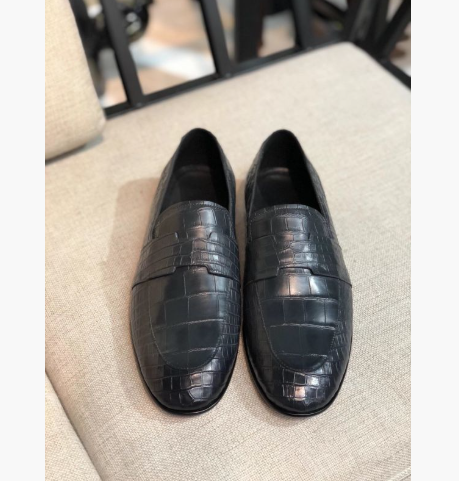 ワニ革 メンズシューズ 紳士靴 スリッポン レザー 皮靴 24~27cm モカシン ローファー カジュアルシューズ 幅広
