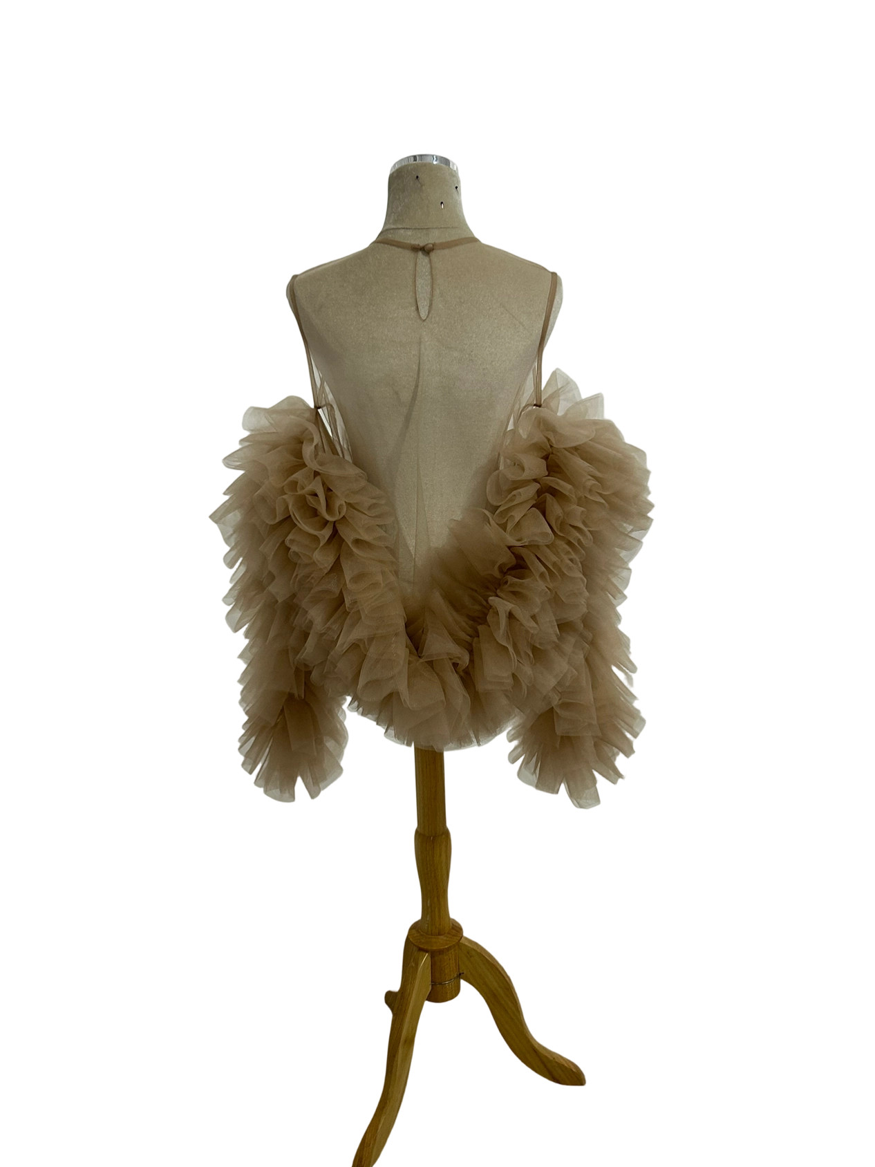 トップス カーキ色 ノースリーブ ソフトチュール カラードレス 花嫁/ウェディングドレス