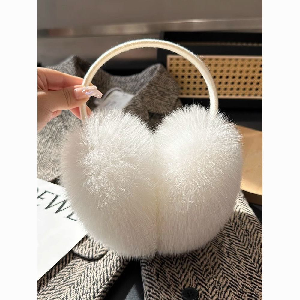 新品ふわふわ暖かいフォックスファーイヤーマフ イヤーウォーマー耳当てオシャレ防寒