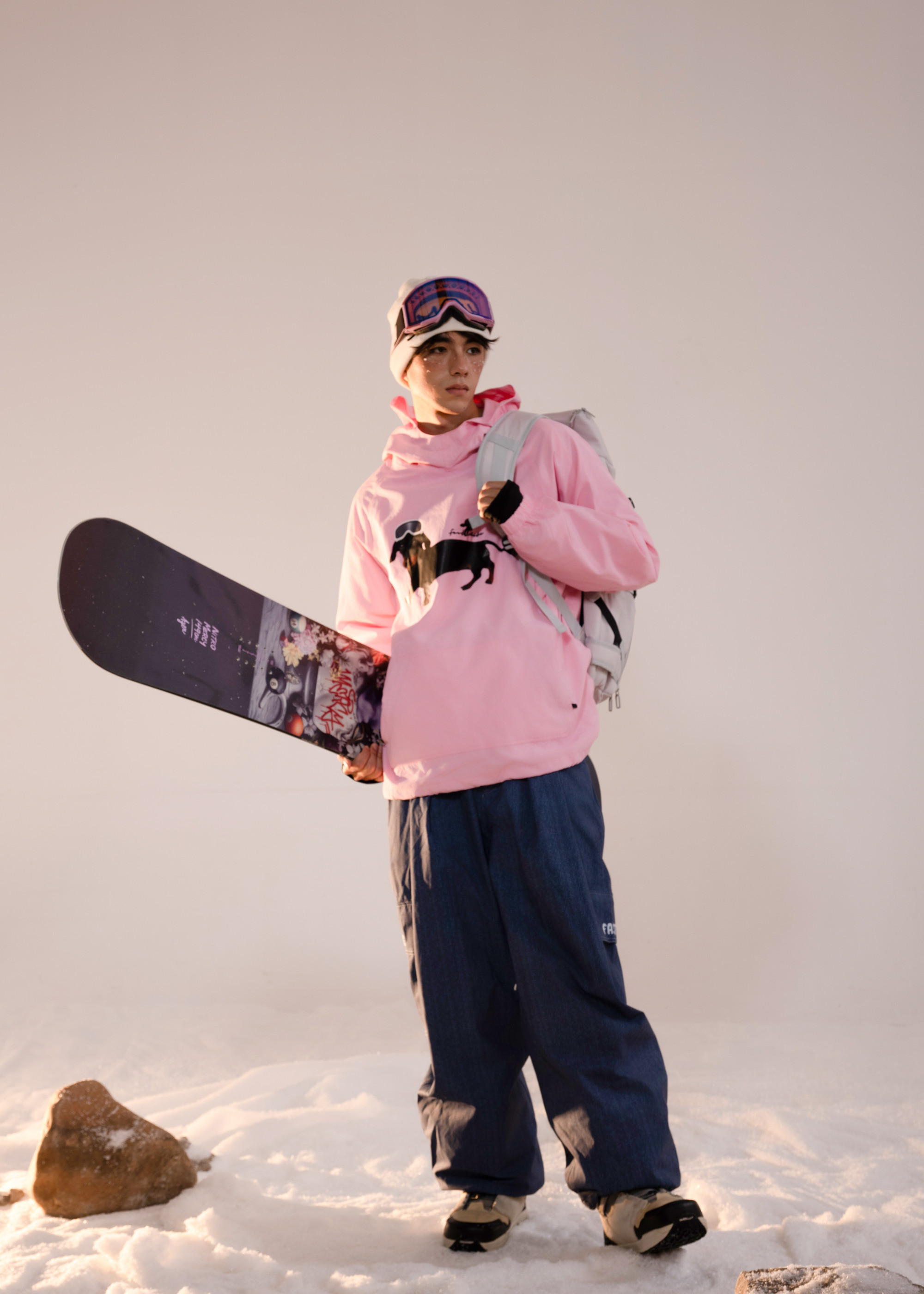 25-26秋冬限定 スノーボードウェア 3L 防水 パーカー トレーナー 子犬柄 メンズ レディース SN020