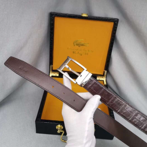 新品メンズベルト クロコダイル腹革レザーベルト 裏側牛革幅3.2cm長さ100cm-125cmまで2色選択可能　箱なし