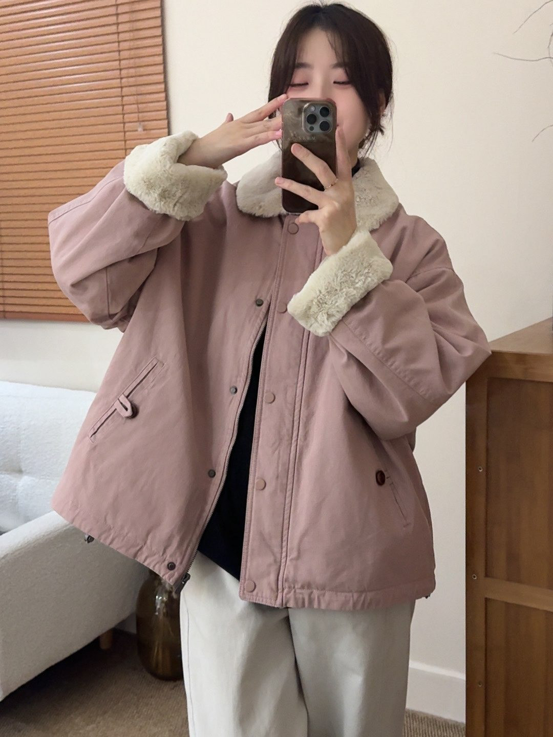 レディース 中綿ジャケット ショート丈 裏ボA オーバーサイズ アウター 厚手 防寒 冬