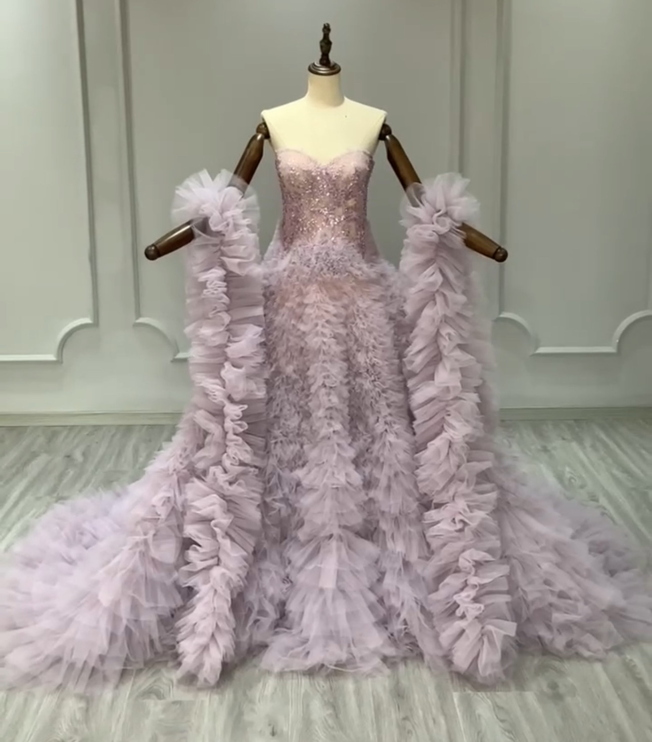 見逃さない　マーメイドドレス　オーバースカート　優雅　編み上げ　大人気　上品　キラキラグッリター　パーティー目立つ抜群