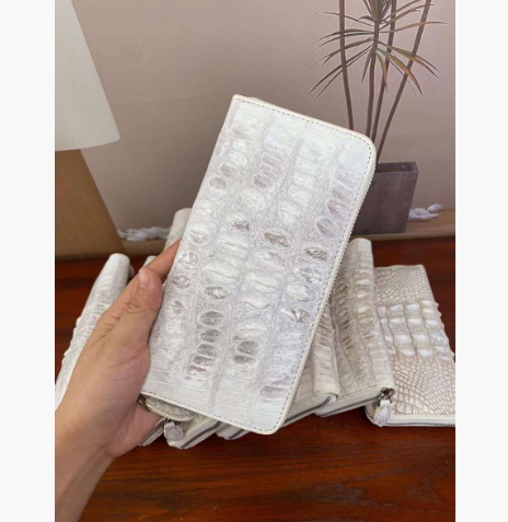 ヒマラヤクロコダイル骨皮 本革 ラウンドファスナー長財布