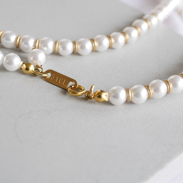 【配戴即可展現優雅氣質】珍珠金雙股項鍊，可單戴或雙股配戴。完美搭配畢業典禮、入學典禮和針織衫。秋冬季節適用。 第5張的照片