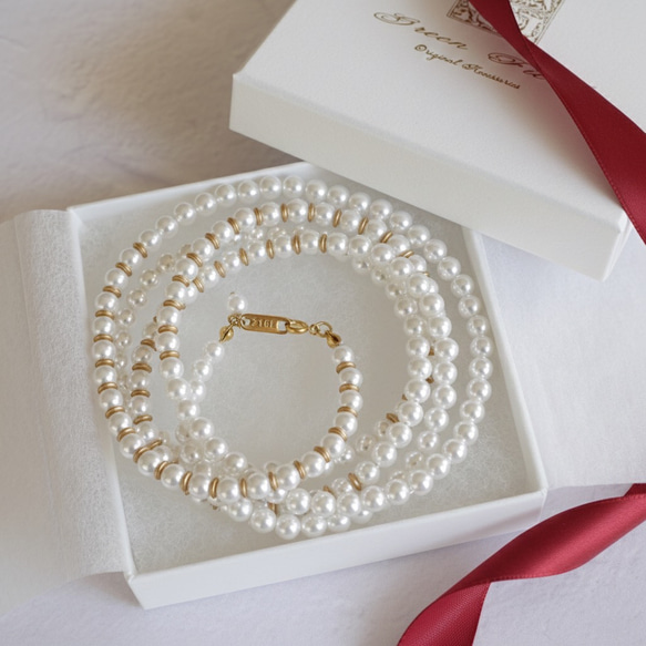 【配戴即可展現優雅氣質】珍珠金雙股項鍊，可單戴或雙股配戴。完美搭配畢業典禮、入學典禮和針織衫。秋冬季節適用。 第13張的照片