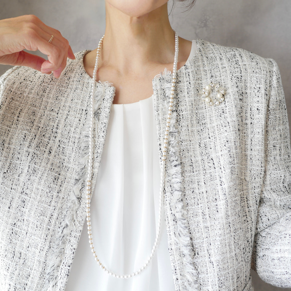 【配戴即可展現優雅氣質】珍珠金雙股項鍊，可單戴或雙股配戴。完美搭配畢業典禮、入學典禮和針織衫。秋冬季節適用。 第10張的照片