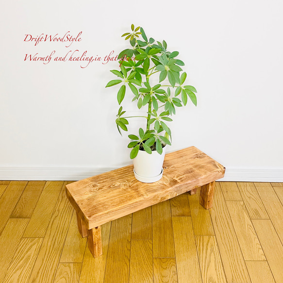 厚い流木板で作った流木スツール フラワースタンド 椅子 ベンチ ヴィンテージ N4 3枚目の画像