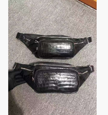 新品　お洒落な本物クロコダイル革ウエストバッグ 腹革ボディバッグ 裏地牛革　一個のみ発送