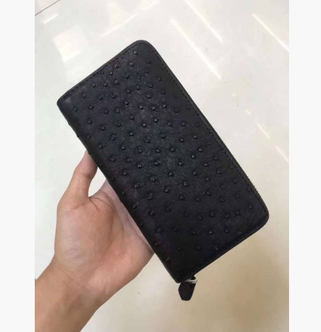 高品質オーストリッチレザー長財布　ラウンドファスナー　財布　男女兼用