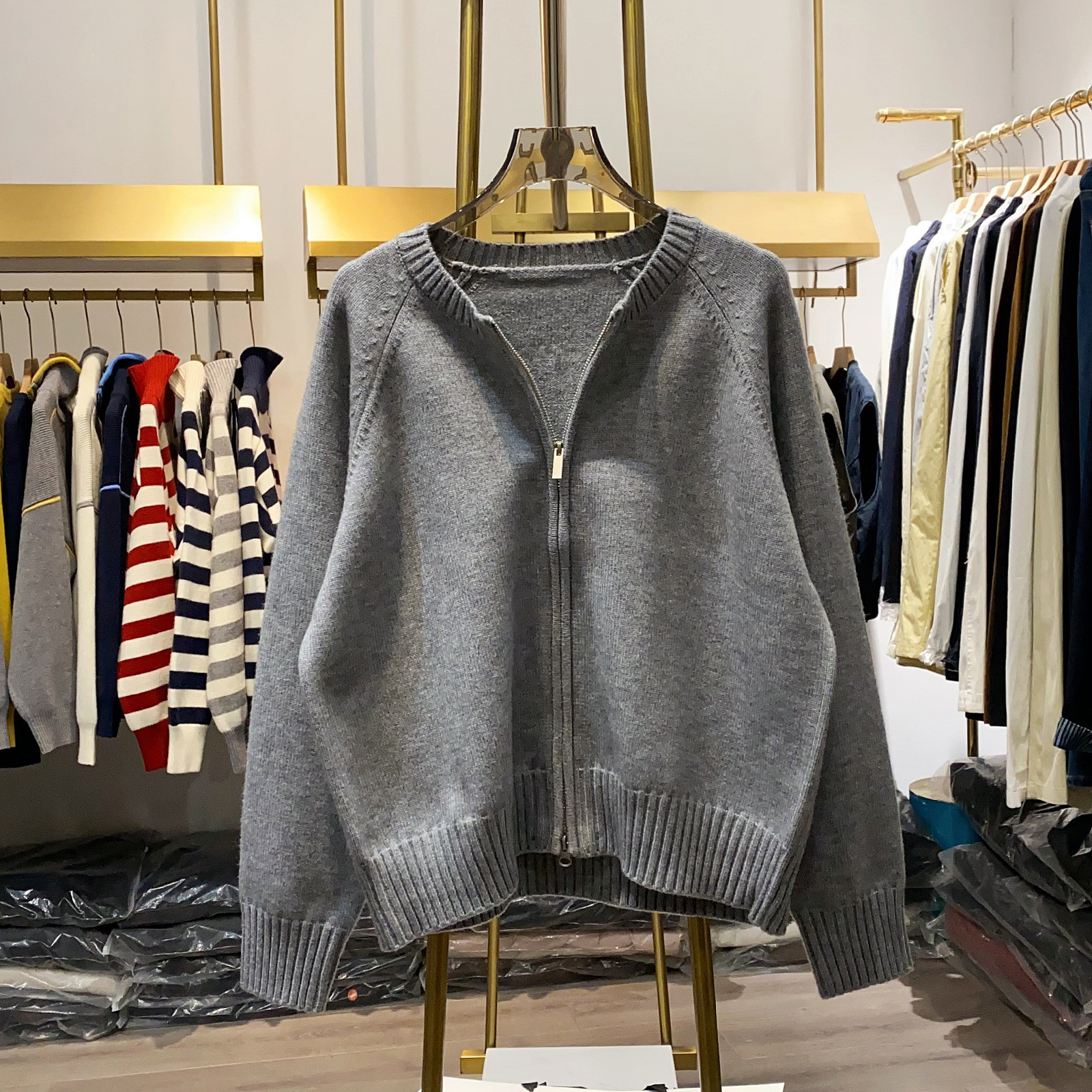 レディース ニットカーディガン ゆったり アウター トップス