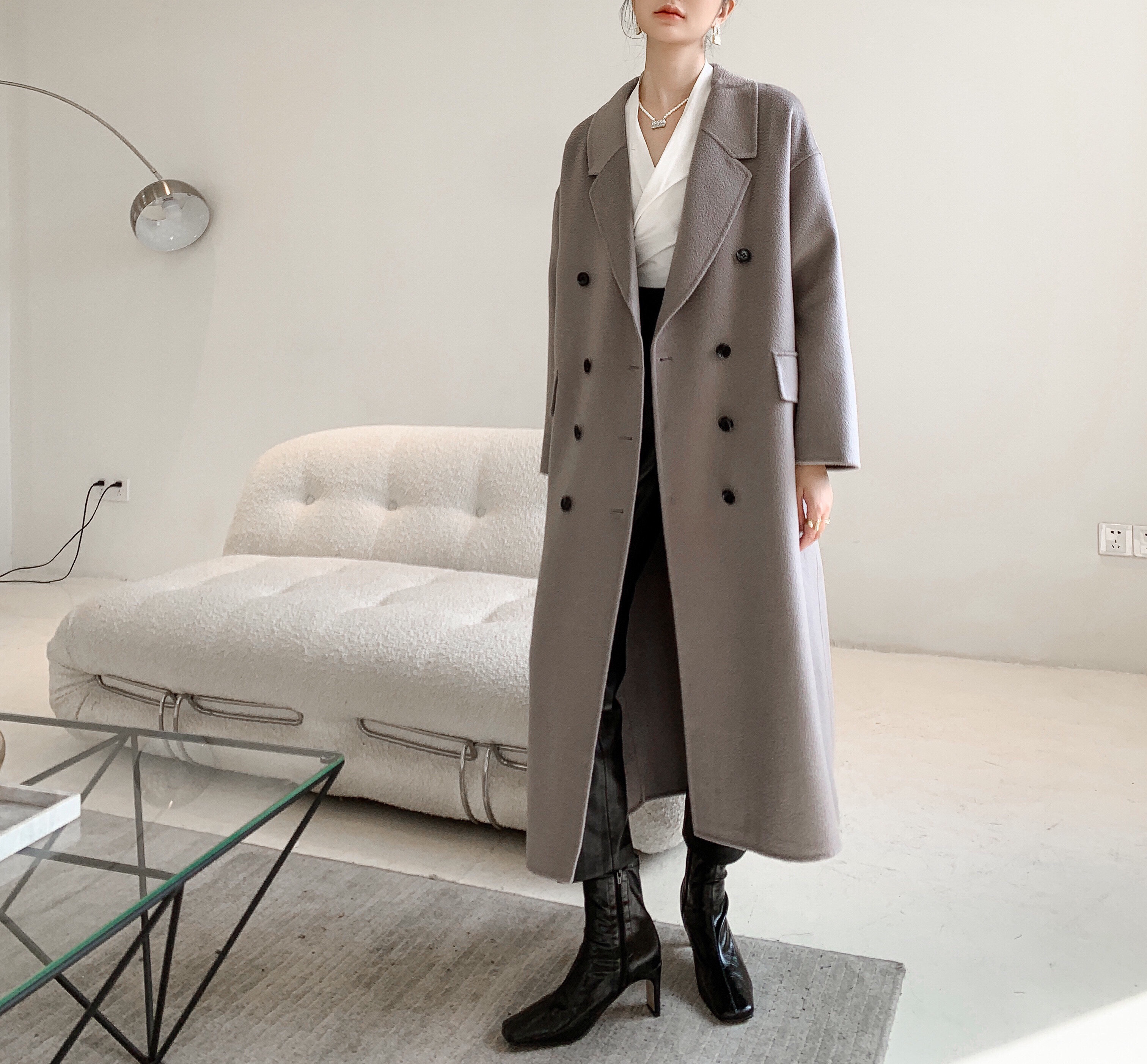 【全15色】【ウール100％】　優しい艶感あり　リバーシブル生地　手縫いコート☆オーダーメイド可