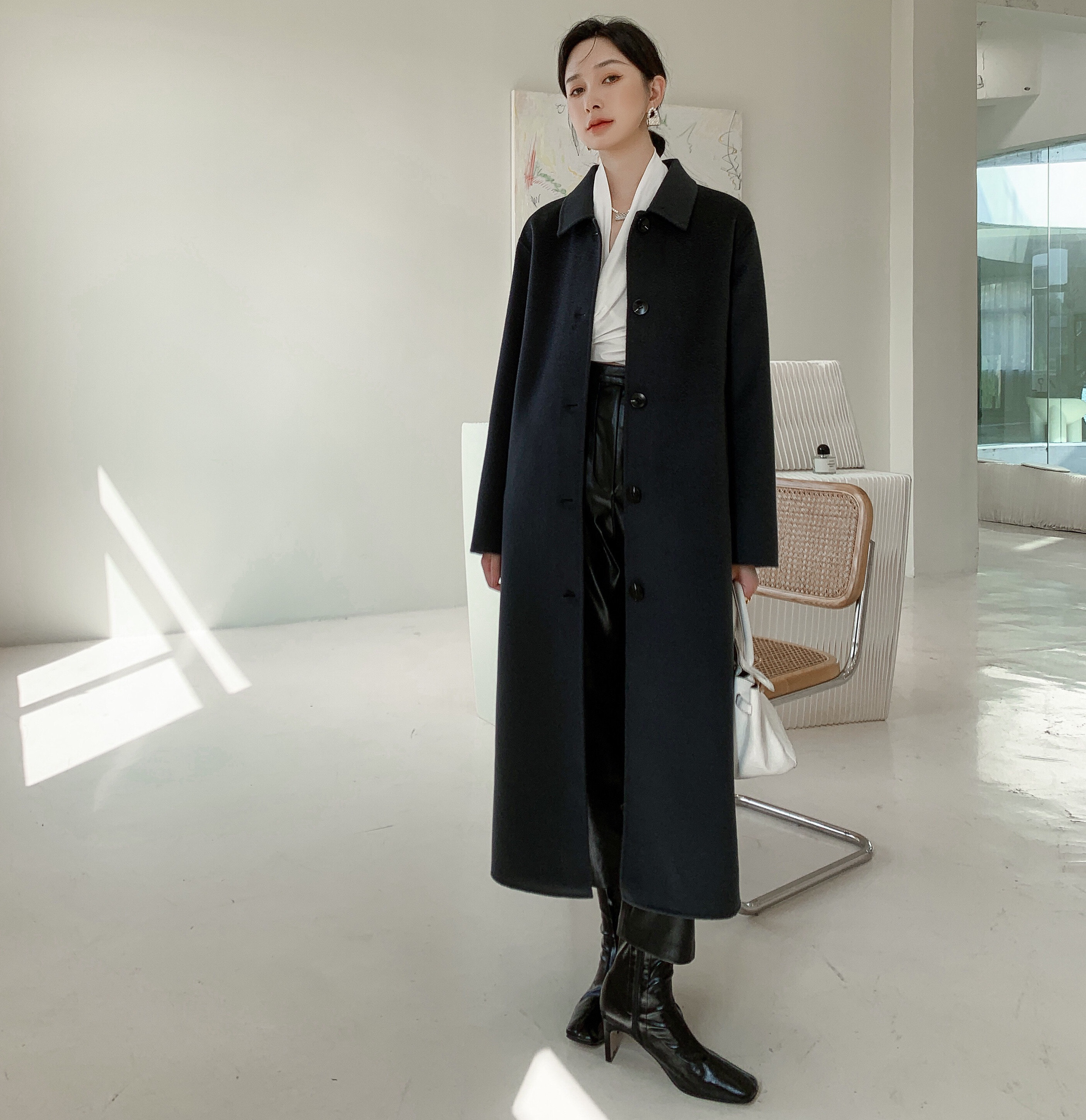 【全15色】【ウール100％】　優しい艶感あり　リバーシブル生地　手縫いコート☆オーダーメイド可