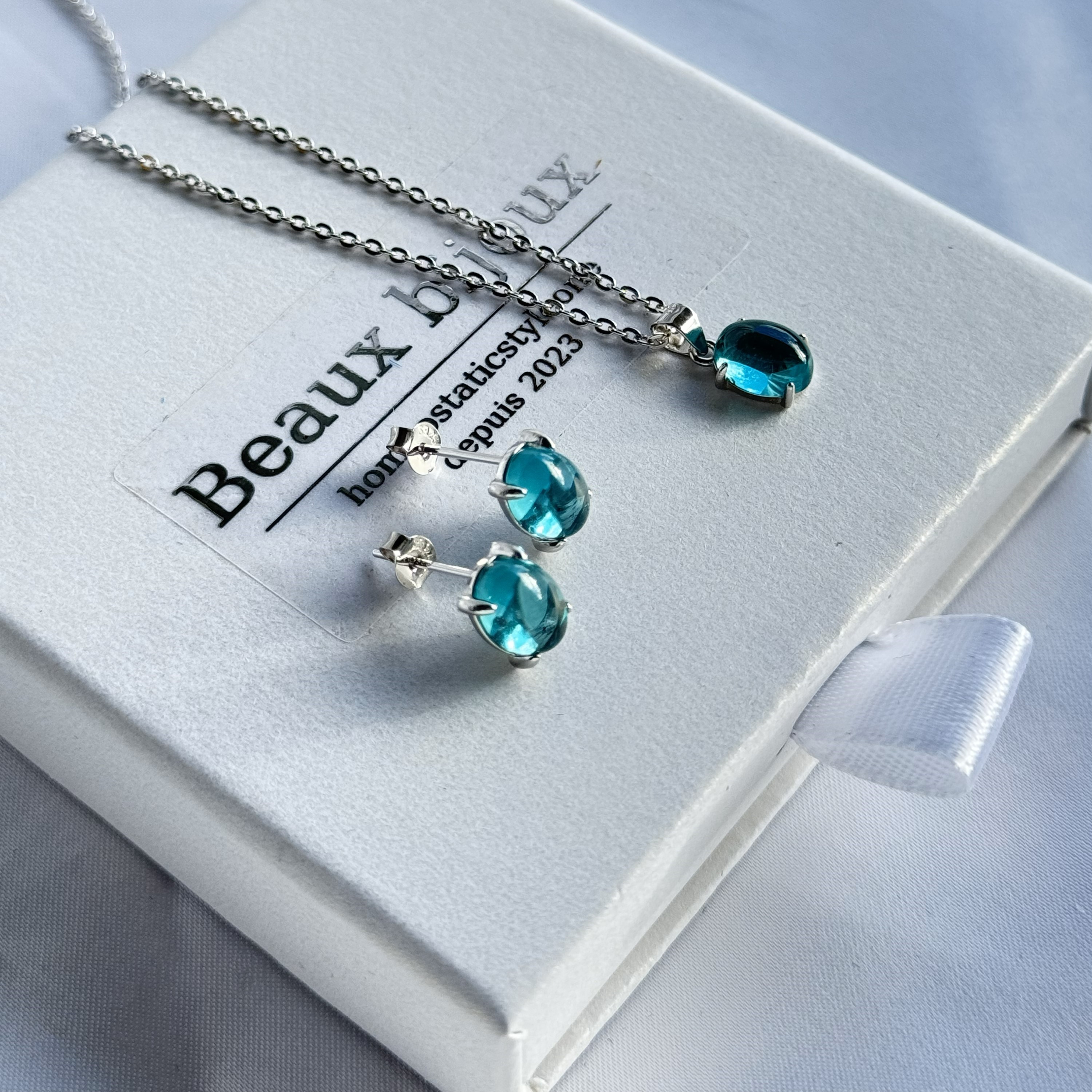 クリスマス限定＊ナノクリスタル パライバ 8×6mm セット（SV925／ギフトBOX）