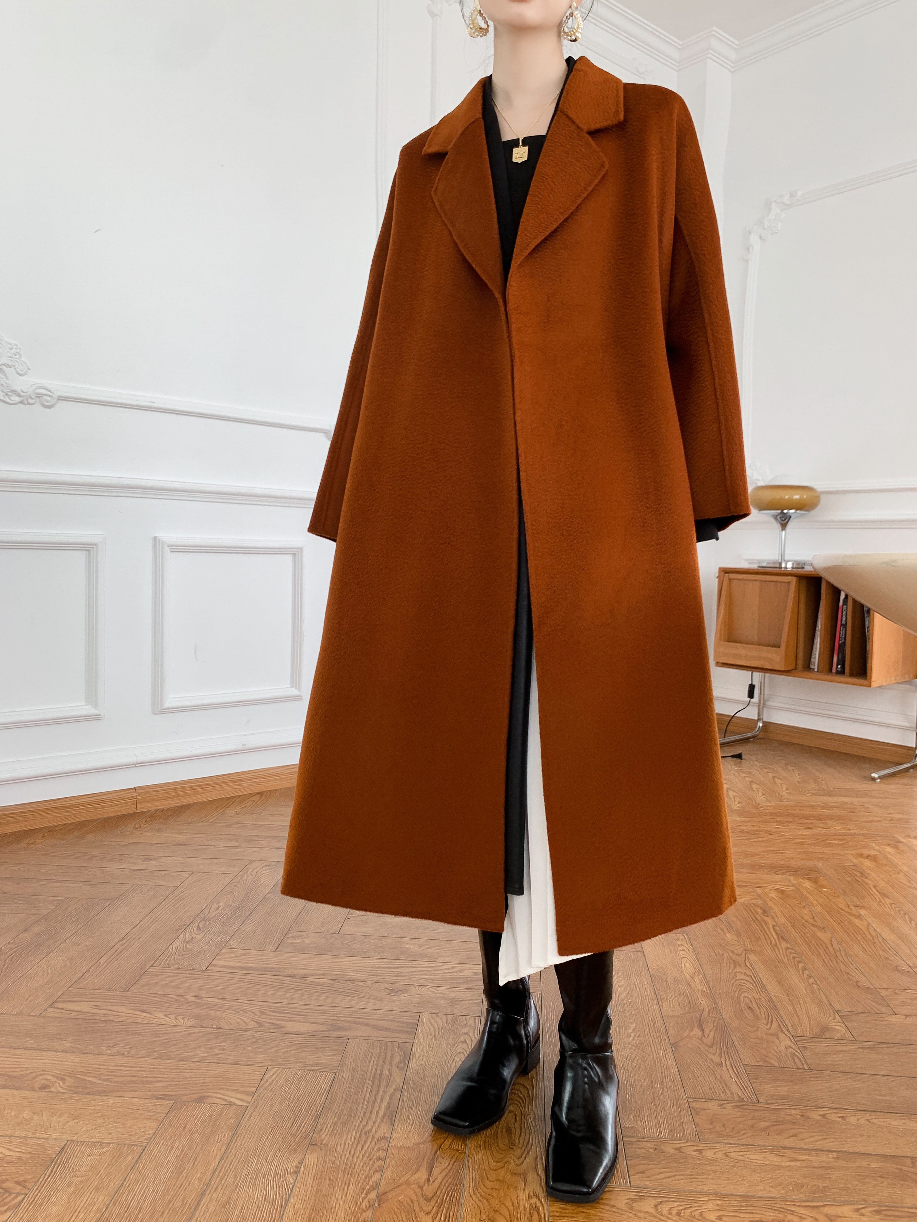 【全15色】【ウール100％】　優しい艶感あり　リバーシブル生地　手縫いコート☆オーダーメイド可