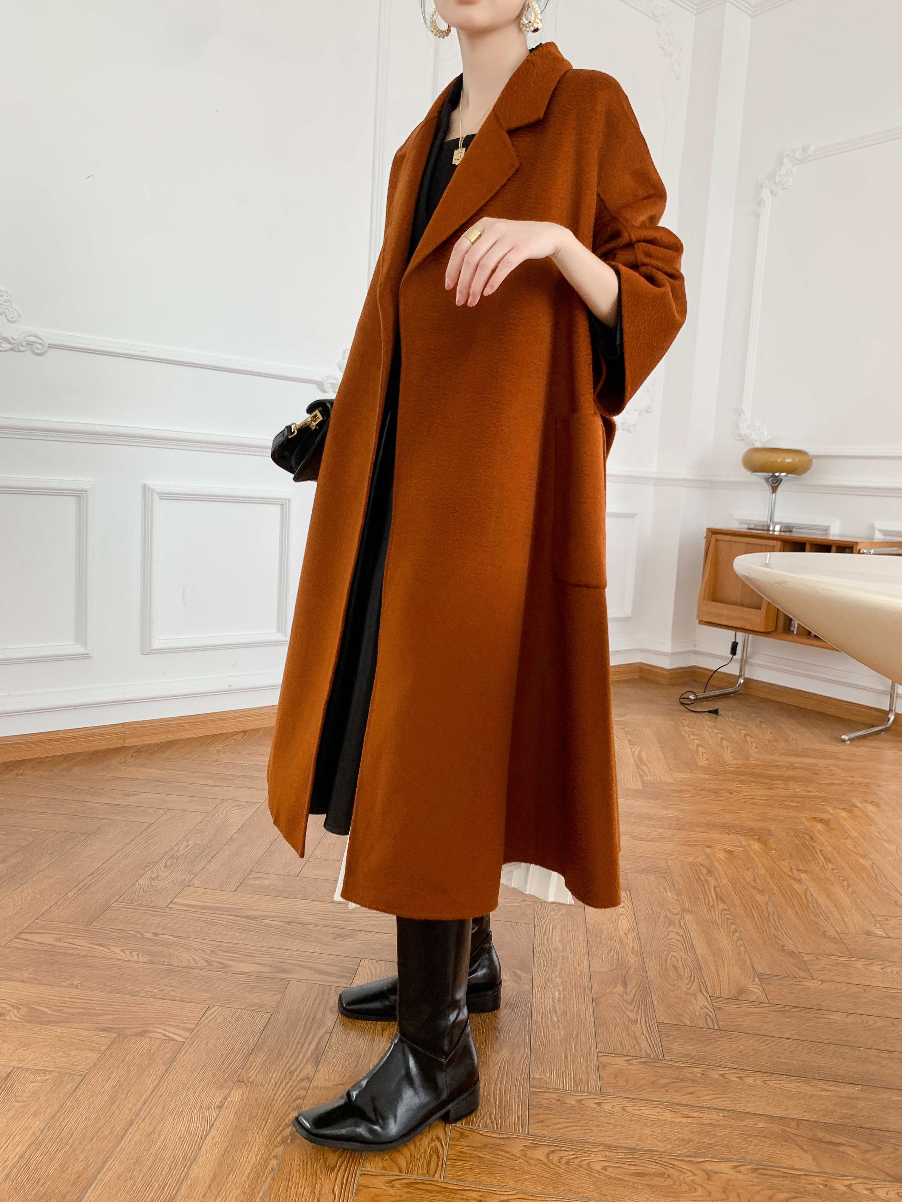 【全15色】【ウール100％】　優しい艶感あり　リバーシブル生地　手縫いコート☆オーダーメイド可